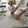 2/4/6/8 Set Foral Floral Shaped Placemats Vinyl Metallic Flower Table Mats HZ BEDDING