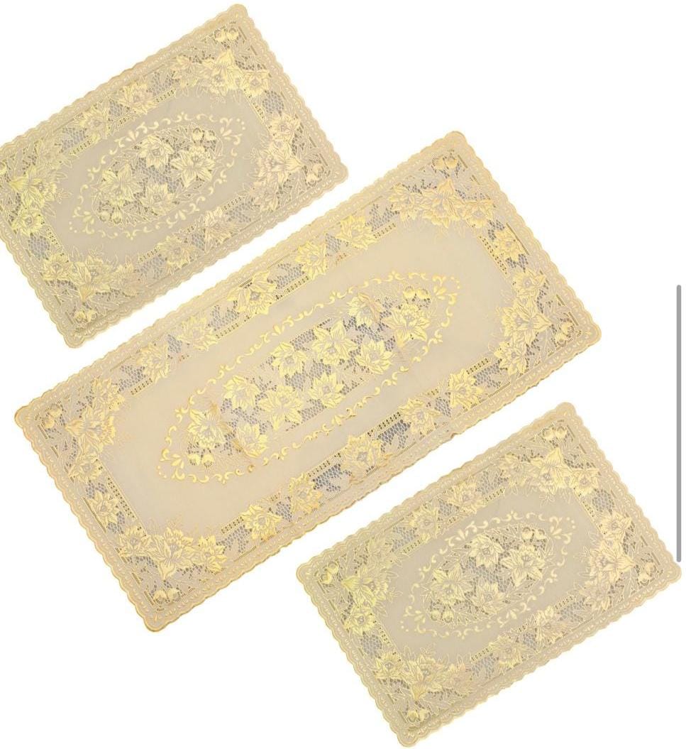 3Piece New Golden Table Mat Set, Dressing table and Side Table HZ BEDDING