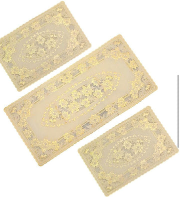 3Piece New Golden Table Mat Set, Dressing table and Side Table HZ BEDDING