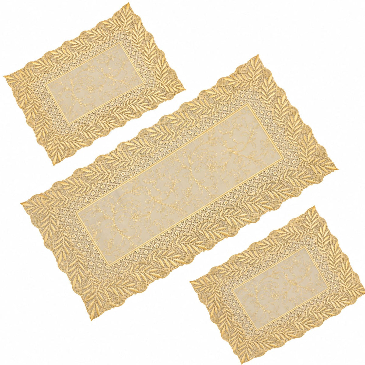 3Piece New Golden Table Mat Set, Dressing table and Side Table HZ BEDDING