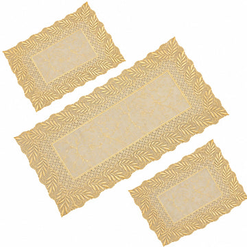 3Piece New Golden Table Mat Set, Dressing table and Side Table HZ BEDDING