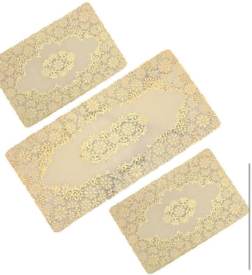 3Piece New Golden Table Mat Set, Dressing table and Side Table HZ BEDDING