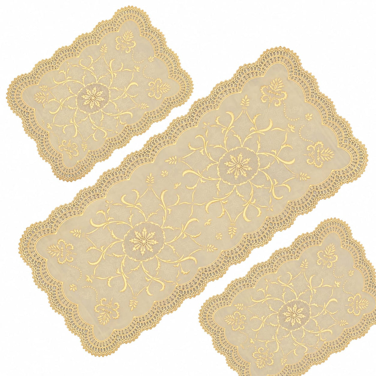 3Piece New Golden Table Mat Set, Dressing table and Side Table HZ BEDDING