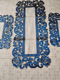 3 Piece Embroidered Table Mat Set – 2 Table Mats + 1 Runner | Elegant Floral Design HZ BEDDING