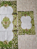 3 Piece Embroidered Table Mat Set – 2 Table Mats + 1 Runner | Elegant Floral Design HZ BEDDING