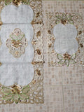 3 Piece Embroidered Table Mat Set – 2 Table Mats + 1 Runner | Elegant Floral Design HZ BEDDING