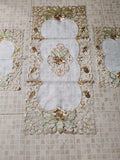 3 Piece Embroidered Table Mat Set – 2 Table Mats + 1 Runner | Elegant Floral Design HZ BEDDING