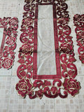 3 Piece Embroidered Table Mat Set – 2 Table Mats + 1 Runner | Elegant Floral Design HZ BEDDING