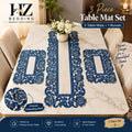 3 Piece Embroidered Table Mat Set – 2 Table Mats + 1 Runner | Elegant Floral Design HZ BEDDING
