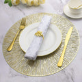 2/4/6/8 Set Spiked Golden Vinyl Metallic Flower Table Mats HZ BEDDING