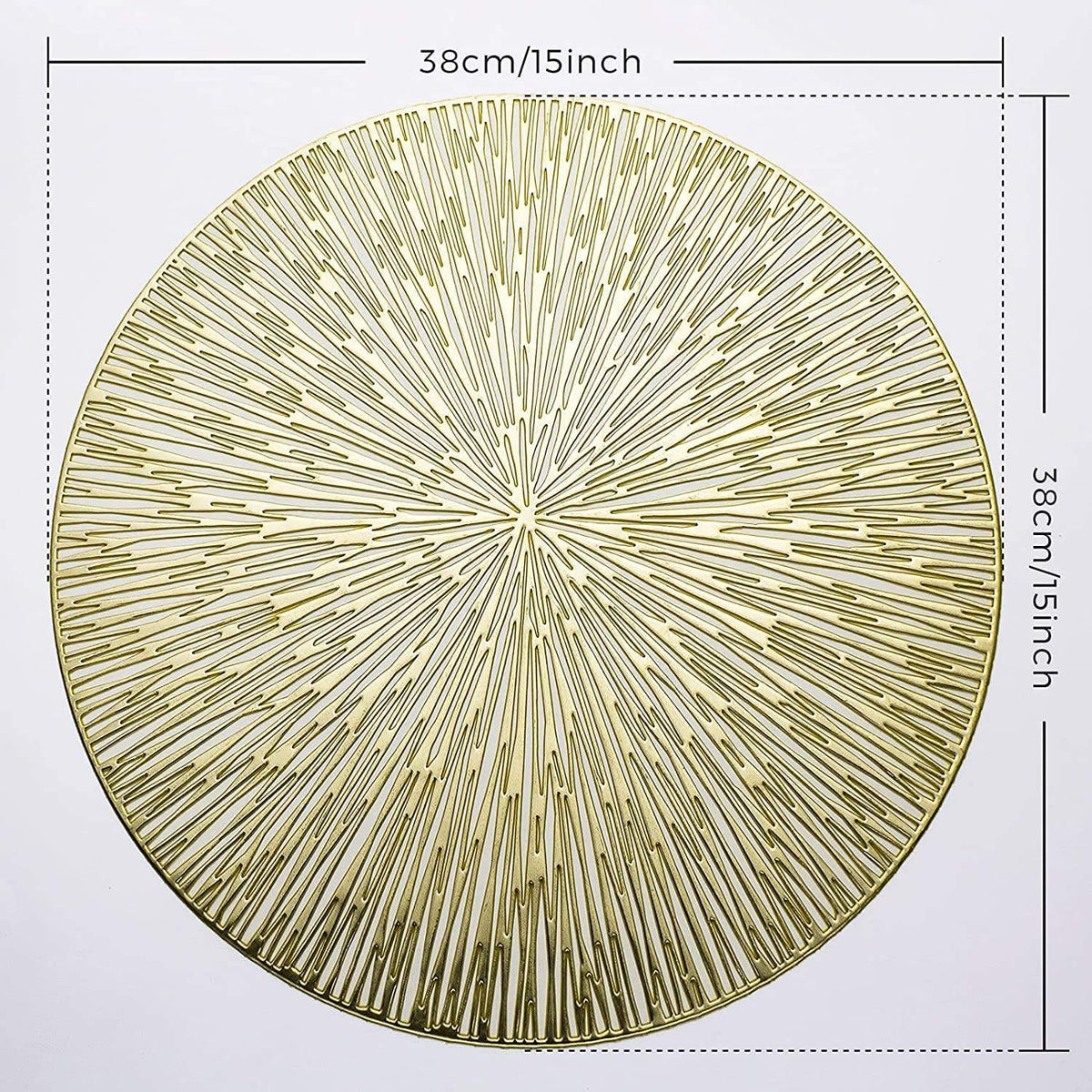 2/4/6/8 Set Spiked Golden Vinyl Metallic Flower Table Mats HZ BEDDING