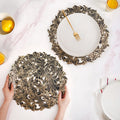 2/4/6/8 Set Noir Luxe Round Tablemat Black Golden Vinyl Metallic Flower Table Mats HZ BEDDING