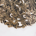 2/4/6/8 Set Noir Luxe Round Tablemat Black Golden Vinyl Metallic Flower Table Mats HZ BEDDING