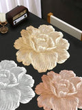 2/4/6/8 Set Fave Flower Golden Vinyl Metallic Flower Table Mats HZ BEDDING