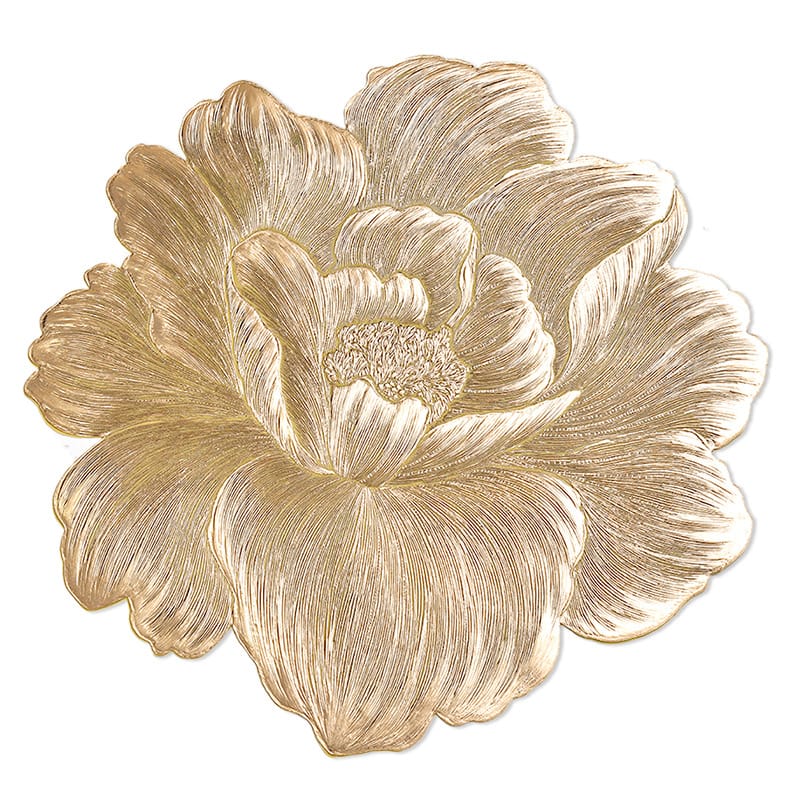2/4/6/8 Set Fave Flower Golden Vinyl Metallic Flower Table Mats HZ BEDDING