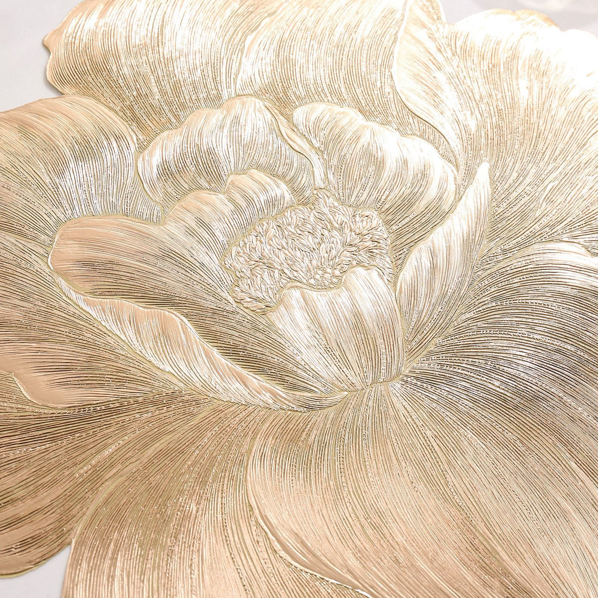 2/4/6/8 Set Fave Flower Golden Vinyl Metallic Flower Table Mats HZ BEDDING