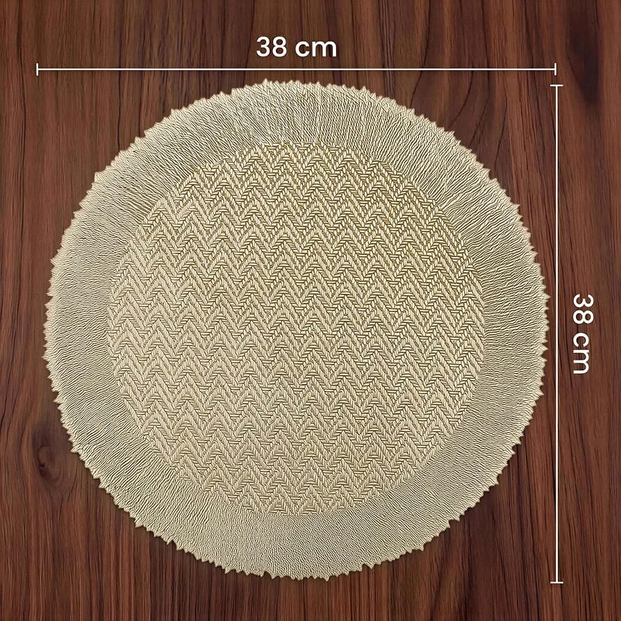 2/4/6/8 Set Zigzag Frill Golden Vinyl Metallic Flower Table Mats HZ BEDDING