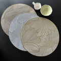 2/4/6/8 Set Orovia  Flower Golden Vinyl Metallic Flower Table Mats HZ BEDDING