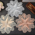 2/4/6/8 Set Ans Golden Flower Golden Vinyl Metallic Flower Table Mats HZ BEDDING