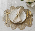 2/4/6/8 Set Ans Golden Flower Golden Vinyl Metallic Flower Table Mats HZ BEDDING