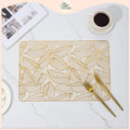 2/4/6/8 Set Foil Leaf  Golden Vinyl Metallic Flower Table Mats HZ BEDDING