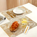2/4/6/8 Set Foil Leaf  Golden Vinyl Metallic Flower Table Mats HZ BEDDING