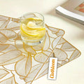 2/4/6/8 Set Foil Leaf  Golden Vinyl Metallic Flower Table Mats HZ BEDDING
