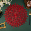 2/4/6/8 Set Leaf Red Vinyl Metallic Flower Table Mats HZ BEDDING