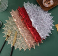 2/4/6/8 Set Leaf Red Vinyl Metallic Flower Table Mats HZ BEDDING