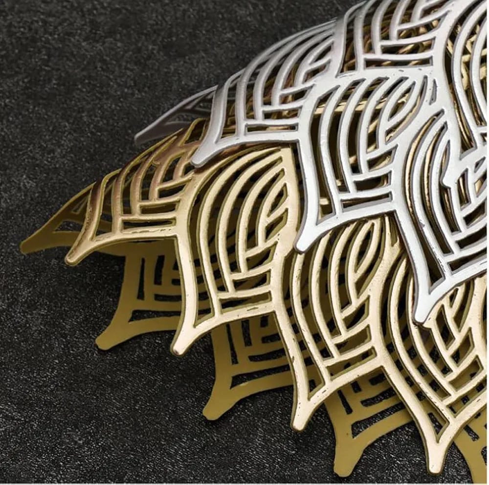 2/4/6/8 Set Leaf Silver Vinyl Metallic Flower Table Mats HZ BEDDING