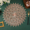 2/4/6/8 Set Leaf Copper Vinyl Metallic Flower Table Mats HZ BEDDING
