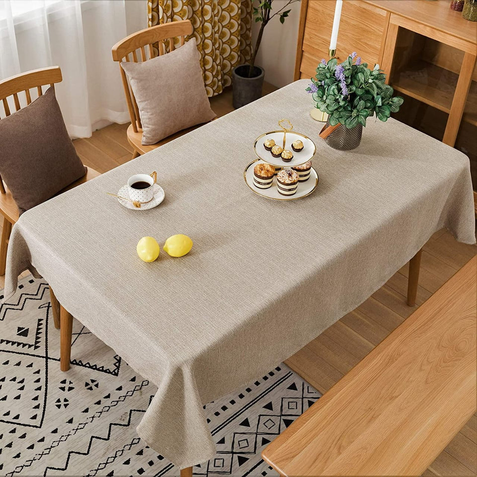 8 Seater Table Cloth Premium Vintage Farmhouse Tablecloth for Living Room/Kitchen/Dinning Room Rectangular/Oblong Tables, Linen