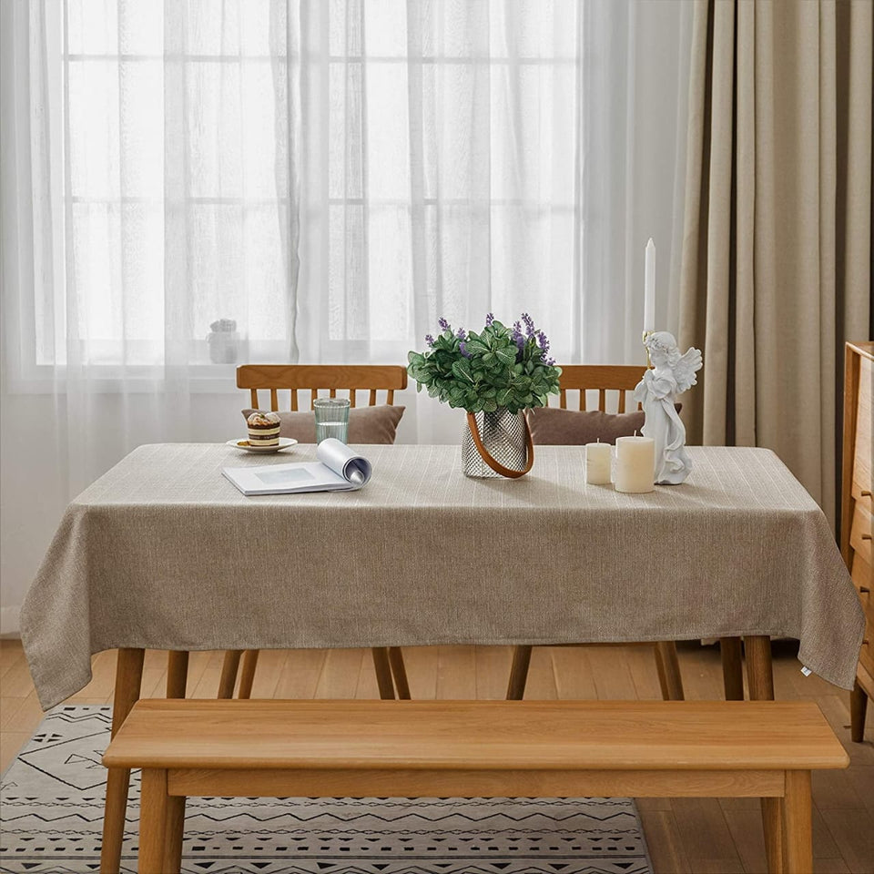 8 Seater Table Cloth Premium Vintage Farmhouse Tablecloth for Living Room/Kitchen/Dinning Room Rectangular/Oblong Tables, Linen