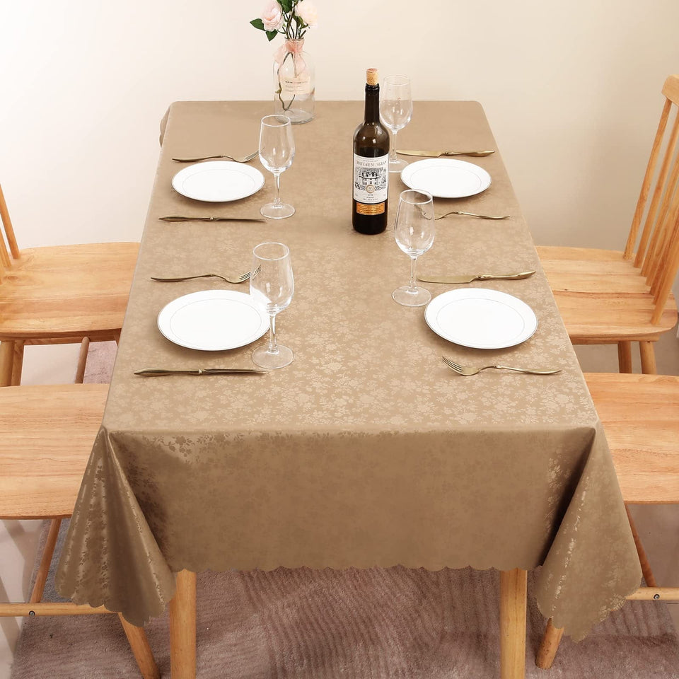 4 6 & 8 Seater Skin Color Tablecloth with beautiful Spill-Proof Table Cloth in Washable Oil Proof anti-scalding Pvc Vinyl Table Cover Decoration for Kitchen Dining