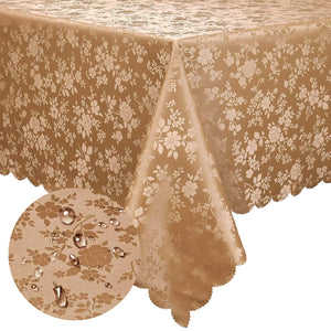 4 6 & 8 Seater Skin Color Tablecloth with beautiful Spill-Proof Table Cloth in Washable Oil Proof anti-scalding Pvc Vinyl Table Cover Decoration for Kitchen Dining