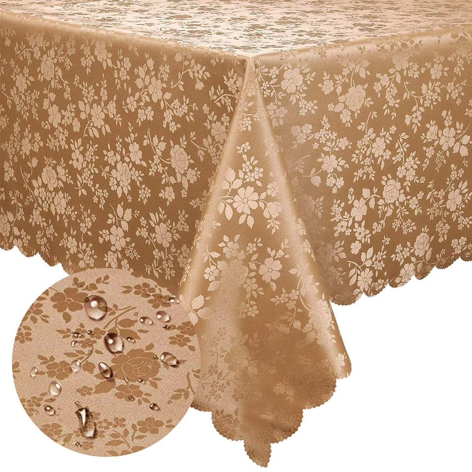4 6 & 8 Seater Skin Color Tablecloth with beautiful Spill-Proof Table Cloth in Washable Oil Proof anti-scalding Pvc Vinyl Table Cover Decoration for Kitchen Dining
