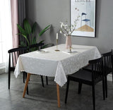 4 6 & 8 Seater White Color Tablecloth with beautiful Spill-Proof Table Cloth in Washable Oil Proof anti-scalding Pvc Vinyl Table Cover Decoration for Kitchen Dining