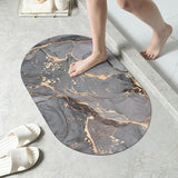 Marble Design Oval Super Water Absorbent Non-Slip Bath Mat Floor Mat for Bathroom Shower Room Tub Entrance Kitchen door mat