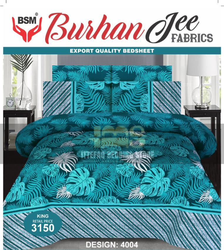 3-Piece King Double Burhan Jee Bed Sheet Set: Includes a flat sheet (94