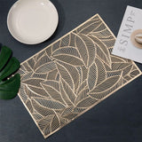 2Pcs / 4Pcs / 6 Pcs Rectangle Leaf Gold Floral Vinyl Placemats Non Slip Dining Table Placemats