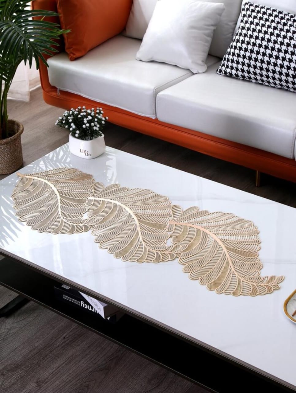 3 Feet Leaf design Table Runner, Center Table Dressing