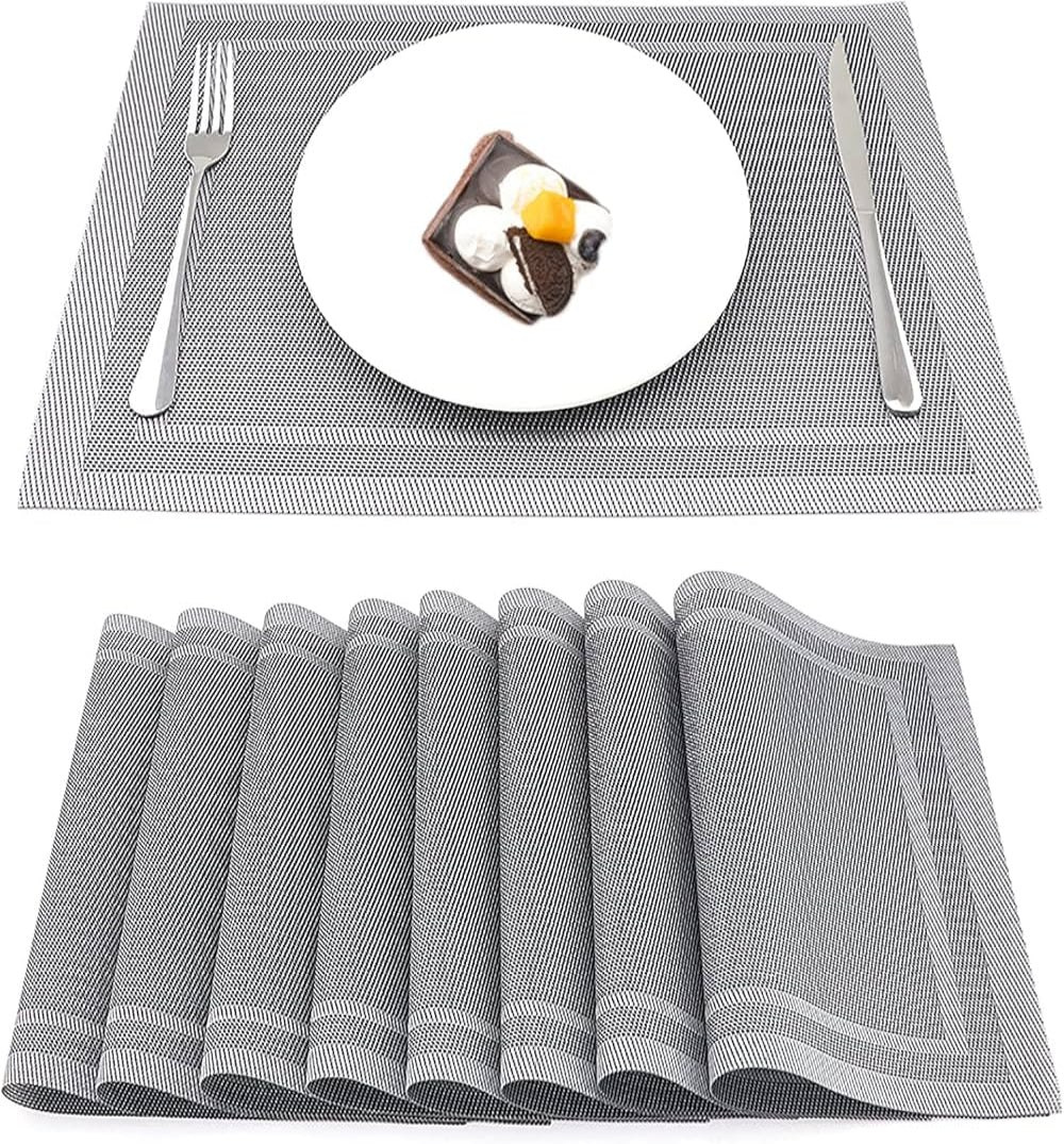 Set of 2/4/6/8pcs Pvc Placemats, Woven Placemats For Dining Table heat Resistant Placemats, Washable Stain Resistant Easy To Clean, Home Kitchen Dining Table Decor