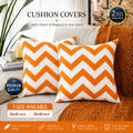 Orange n White Zigzag Cushion Covers – 16x16 & 18x18 inch HZ BEDDING