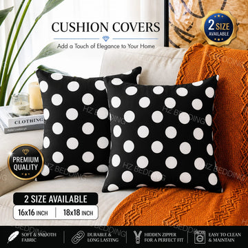 Polka Design Cushion Covers – 16x16 & 18x18 inch HZ BEDDING