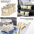 White and Gold Velvet Cushion Covers –  Soft Decorative Throw Pillow Cases, 16x16 inch HZ BEDDING