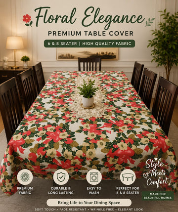 6/8  Seater Cotton Blend Table Cover – Elegant Dining Table Cloth HZ BEDDING