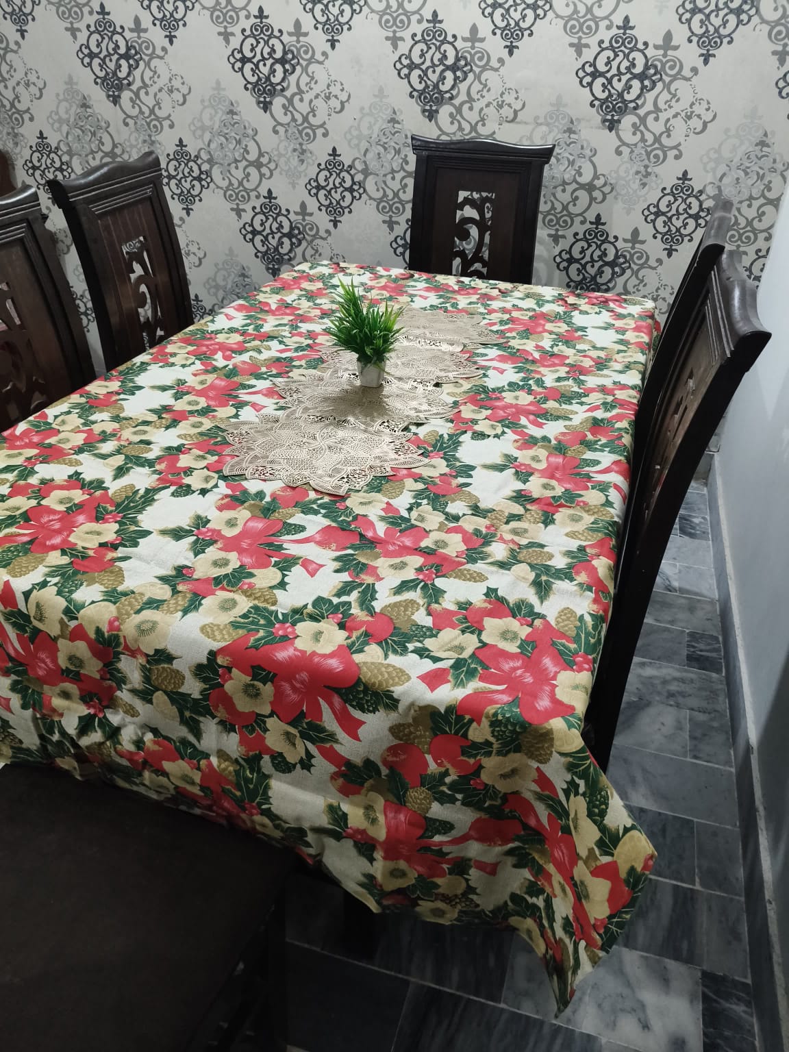 6/8  Seater Cotton Blend Table Cover – Elegant Dining Table Cloth HZ BEDDING