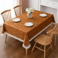 6 Seater Luxury Copper Dining Table Cover with Lace Edges – Washable & Durable HZ BEDDING