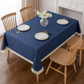 6 Seater Luxury Blue  Dining Table Cover with Lace Edges – Washable & Durable HZ BEDDING