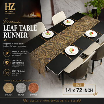 6 Feet Hollow Table Runner Non-slip Leaf Decorative Table Mats Placemat for Home Party Kitchen Dining Wedding Decor (180CM X 35CM) golden copper Silver HZ BEDDING